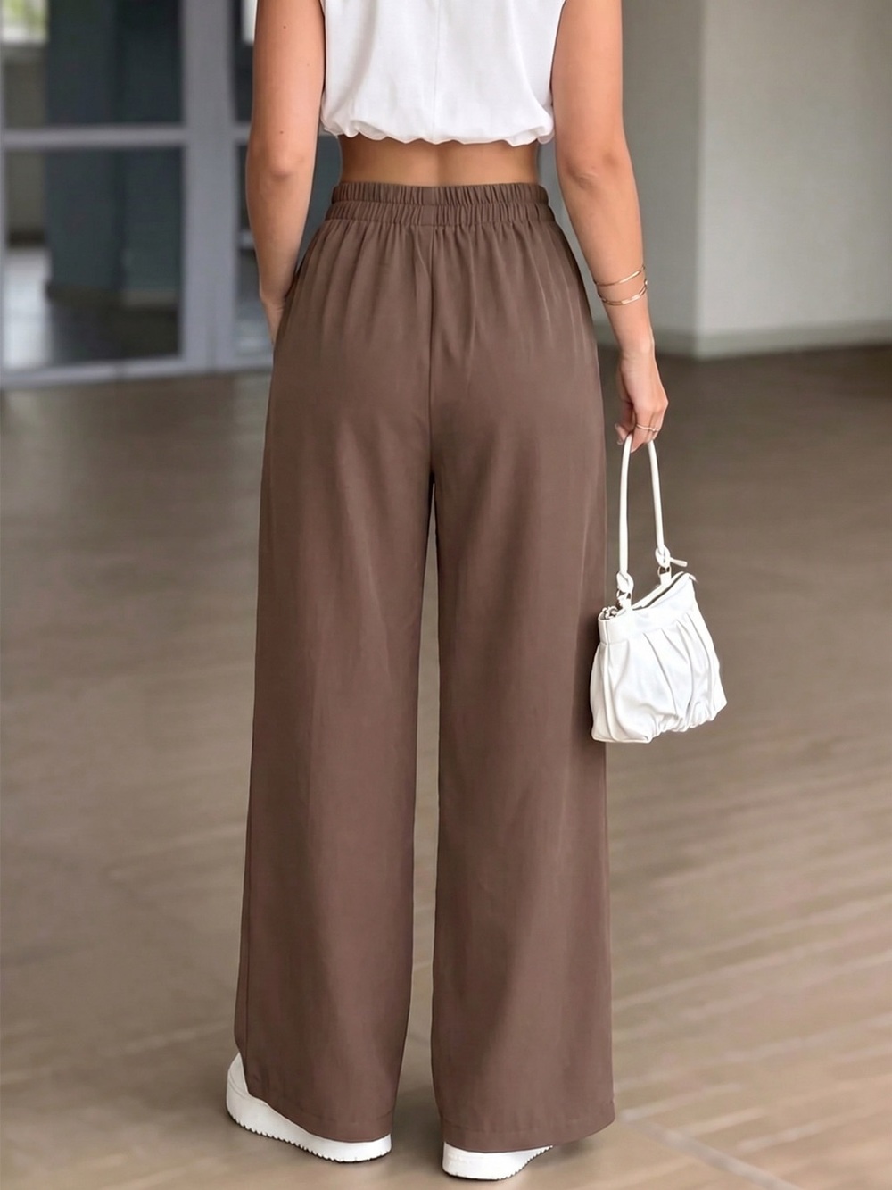 High-Waisted Wide-Leg Drawstring Pants - Picture 5 of 6